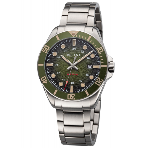 Regent BA-858 Herren-Armbanduhr Titan 20 Bar Wasserdicht Grün