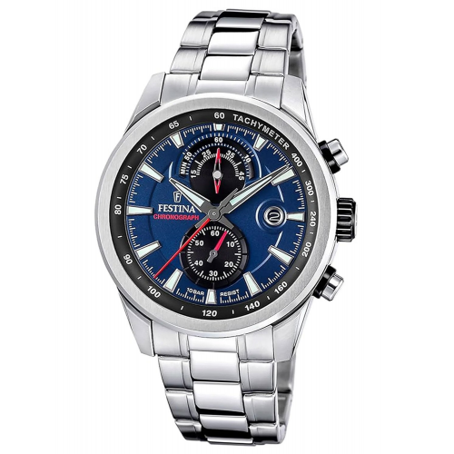 Festina F20694/5 Herrenuhr Chronograph Stahl/Dunkelblau