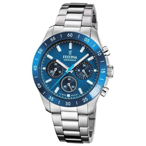 Festina F20693/4 Damenuhr Chronograph Stahl/Blau