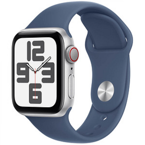 Apple Watch SE 40 mm Aluminium (GPS+Cellular) Sportarmband S/M  denim, silber