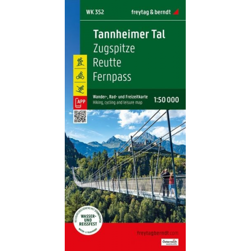 Tannheimer Tal, Wander-, Rad- und Freizeitkarte 1:50.000, freytag & berndt, WK 352