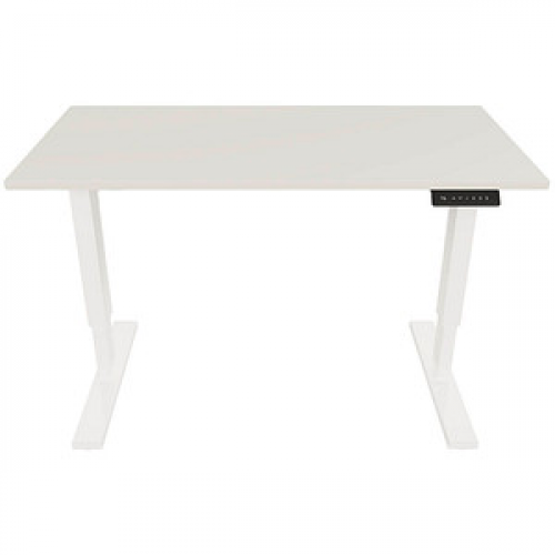 BISLEY E-StarterTech elektrisch höhenverstellbarer Schreibtisch lichtgrau rechteckig, T-Fuß-Gestell weiß 120,0 x 60,0 cm
