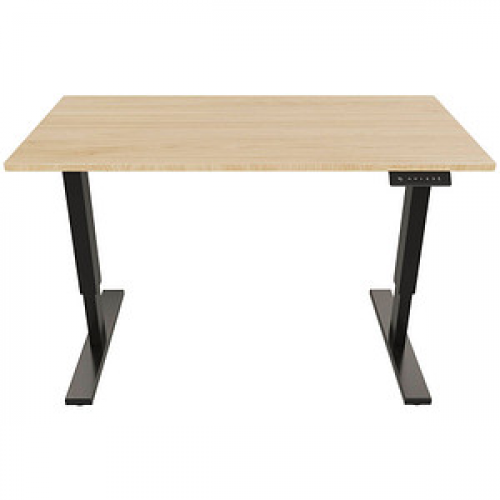 BISLEY E-StarterTech elektrisch höhenverstellbarer Schreibtisch kendal eiche rechteckig, T-Fuß-Gestell schwarz 160,0 x 80,0 cm