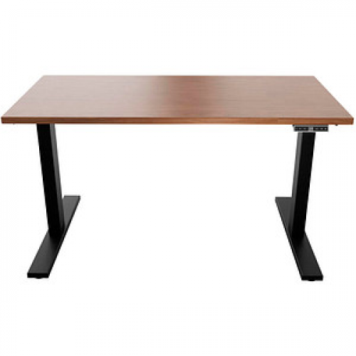 BISLEY E-WonderTech elektrisch höhenverstellbarer Schreibtisch lincoln walnuss rechteckig, T-Fuß-Gestell schwarz 160,0 x 80,0 cm