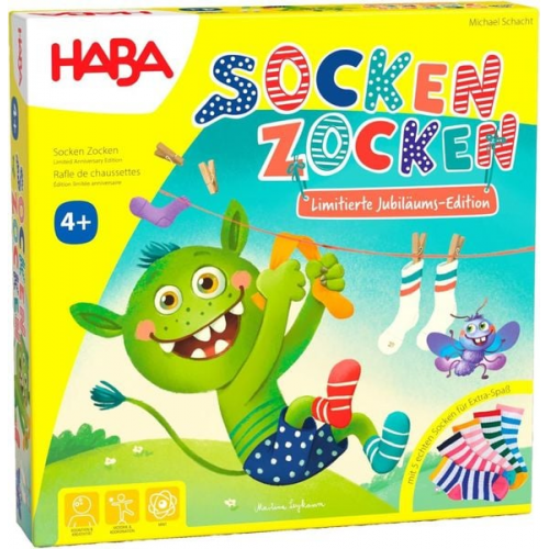 HABA 2011722001 - Socken Zocken Jubiläums-Edition mit echten Socken, Familienspiel ab 4 Jahren