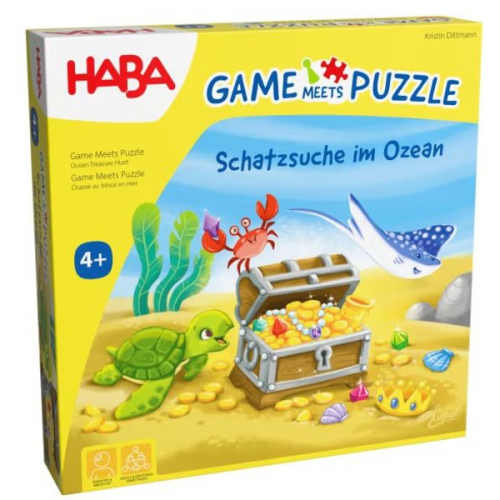 HABA 2011723001 - Game Meets Puzzle, Schatzsuche im Ozean?, Würfelspiel & Puzzle, Kinderspiel