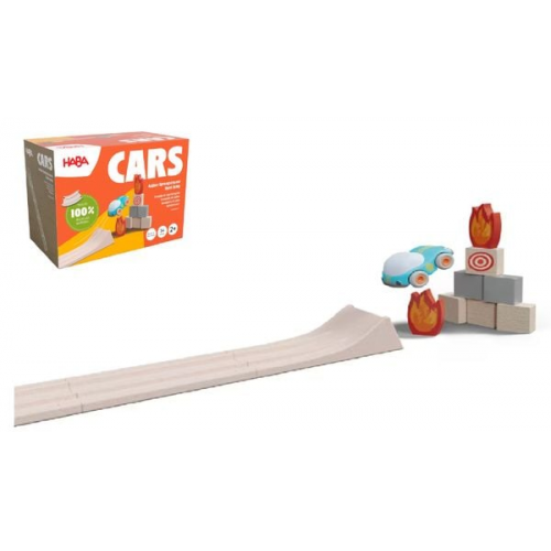 HABA 2011843001 - CARS Action-Sprungschanze, Erweiterung, Holz/Kunststoff, 14-teilig