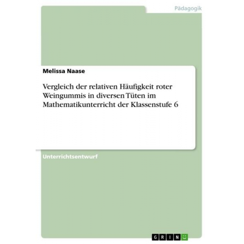 Melissa Naase - Vergleich der relativen Häufigkeit roter Weingummis in diversen Tüten im Mathematikunterricht der Klassenstufe 6