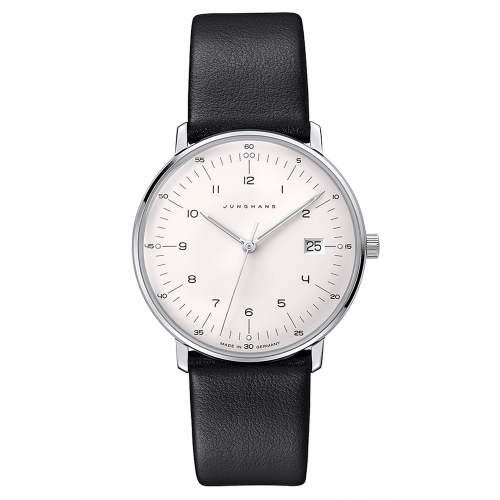 Junghans 47/4450.02 max bill Damenuhr mit Lederband Schwarz