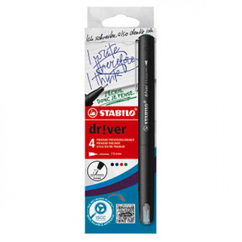 STABILO dr!ver Fineliner-Set farbsortiert 0,4 mm, 4 St.