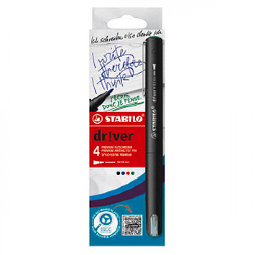 STABILO dr!ver Fineliner farbsortiert 0,8 mm, 4 St.