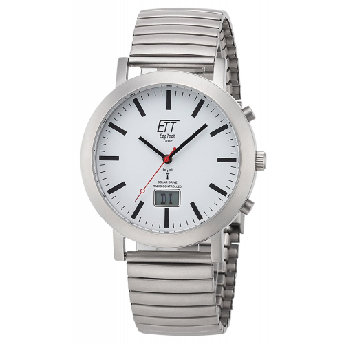 ETT Eco Tech Time EGS-11580-11M Funk-Solar Herren-Armbanduhr Station Watch mit Zugband