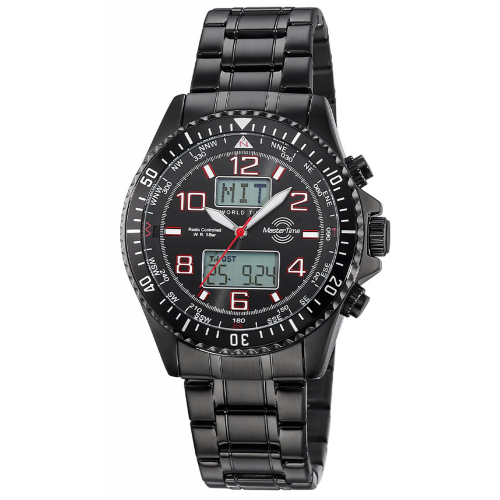 Master Time MTGA-10921-22M Herrenuhr Funk Super Power Schwarz mit 2 Bändern