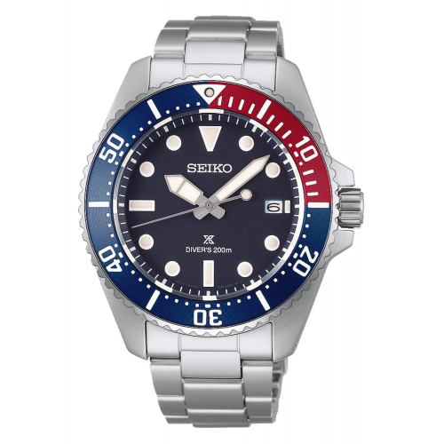 Seiko SNE595P1 Prospex Sea Herren-Solaruhr für Taucher Blau/Rot