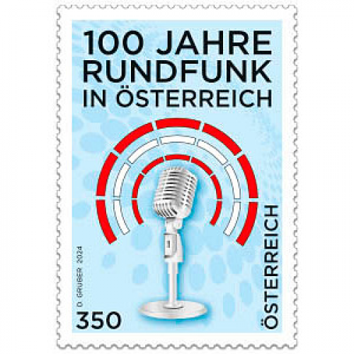 Österreichische Post 3,50 € Einschreibenmarken "100 Jahre Rundfunk in Österreich" nassklebend, 50 St.