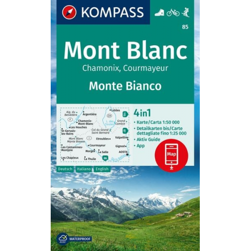 KOMPASS Wanderkarte 85 Mont Blanc / Monte Bianco 1:50.000