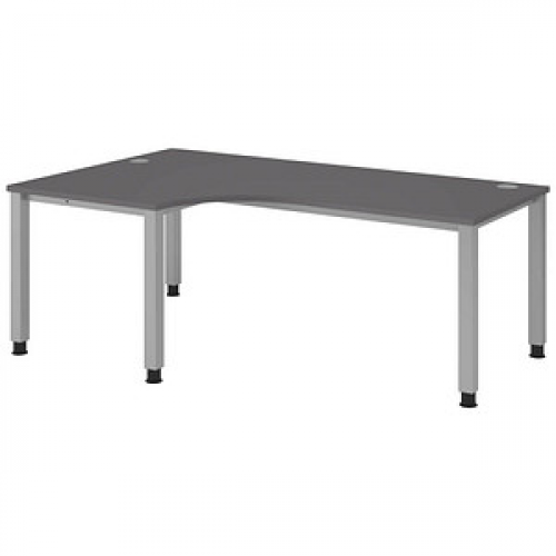 HAMMERBACHER QS82 höhenverstellbarer Schreibtisch grafit L-Form, 5-Fuß-Gestell silber 200,0 x 80,0/120,0 cm