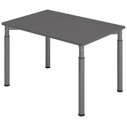 HAMMERBACHER YS12 höhenverstellbarer Schreibtisch grafit rechteckig, 4-Fuß-Gestell grau 120,0 x 80,0 cm