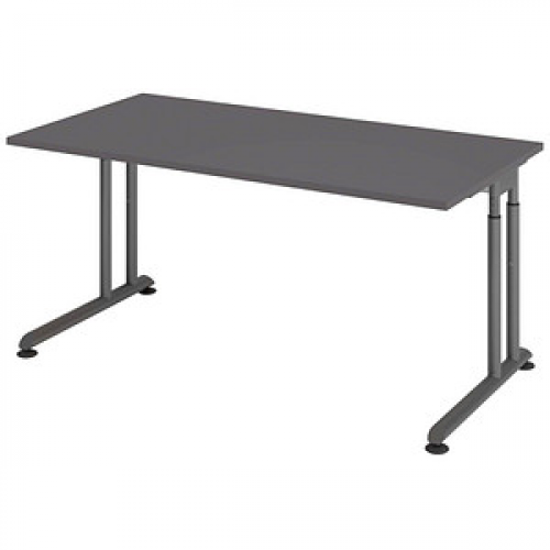 HAMMERBACHER ZS16 höhenverstellbarer Schreibtisch grafit rechteckig, C-Fuß-Gestell grau 160,0 x 80,0 cm