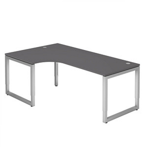 HAMMERBACHER RS82 höhenverstellbarer Schreibtisch grafit L-Form, O-Fuß-Gestell silber 200,0 x 120,0 cm