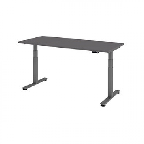 HAMMERBACHER XDSM19 elektrisch höhenverstellbarer Schreibtisch grafit rechteckig, T-Fuß-Gestell grau 180,0 x 80,0 cm