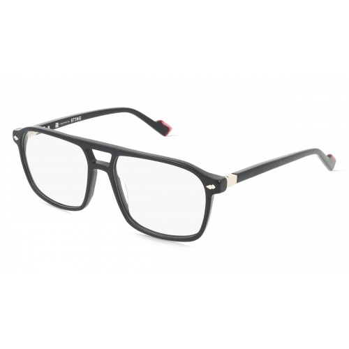 Sting VST499 Herren-Brille inkl. Gläser Vollrand Eckig Acetat-Gestell 56mm/16mm/145mm, schwarz