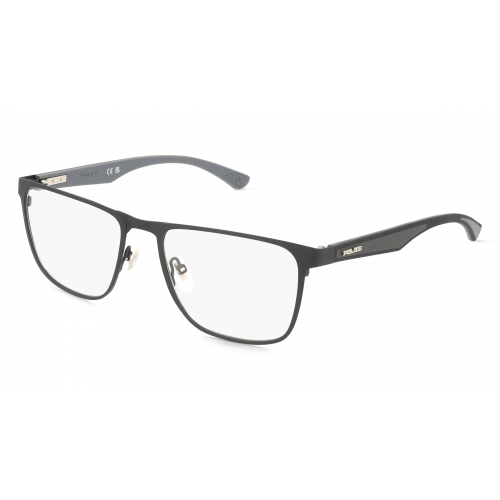 Police VPLN25 Herren-Brille inkl. Gläser Vollrand Eckig Metall-Gestell 54mm/18mm/145mm, schwarz