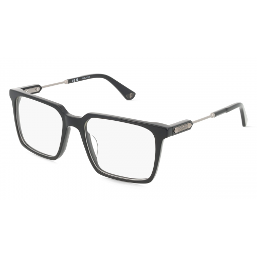 Police VPLN28 Herren-Brille inkl. Gläser Vollrand Eckig Acetat-Gestell 53mm/17mm/145mm, schwarz