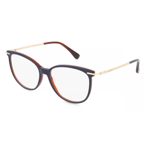 Max Mara MM5050 Damen-Brille inkl. Gläser Vollrand Panto Acetat-Gestell 54mm/15mm/135mm, blau