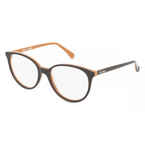 Max Mara MM5084 Damen-Brille inkl. Gläser Vollrand Rund Acetat-Gestell 53mm/17mm/140mm, braun