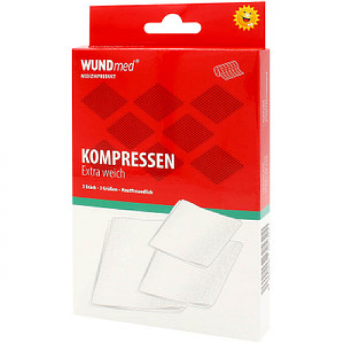 WUNDmed® Mull-Kompressen weiß klein 5,0 cm; normal 7,5 cm; groß 10,0 cm cm, 3 St.