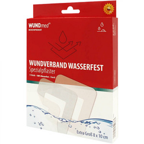 WUNDmed® Pflaster Wasserfest weiß 8,0 x 10,0 cm, 5 St.