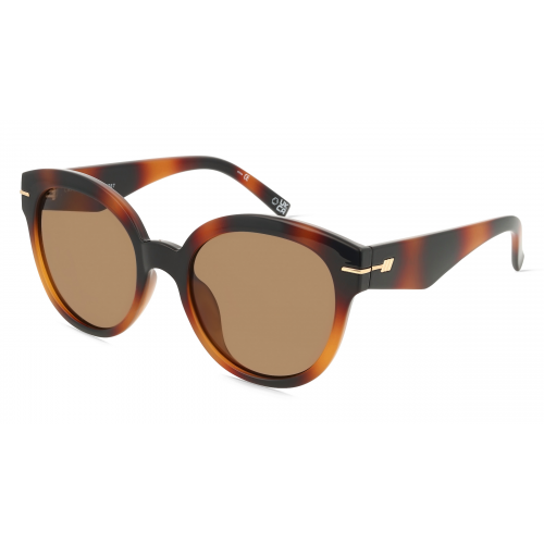 Le Specs CAPACIOUS Damen-Sonnenbrille Vollrand Rund Kunststoff-Gestell, braun