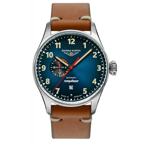 Bauhaus 2764-3 Herren-Fliegeruhr CT-BHA Tornado Automatik Braun/Blau