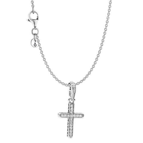 Pandora 68622 Halskette für Damen und Jugendliche Glitzerndes Kreuz Set