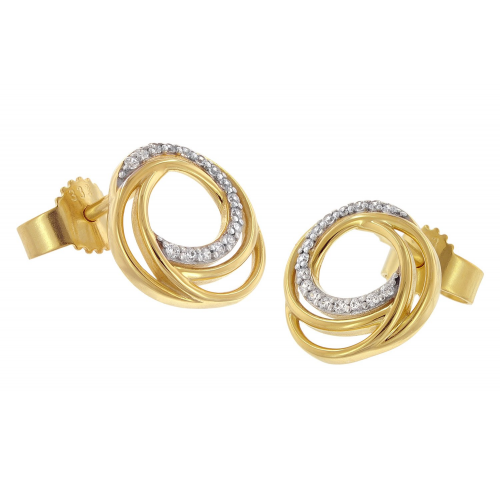 GLIZZ GL8677 Damen-Ohrringe Knoten Ohrstecker Gold 333/8K mit Zirkonias