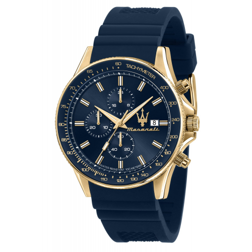 Maserati R8871640004 Herrenuhr Chronograph Sfida Gold/Blau