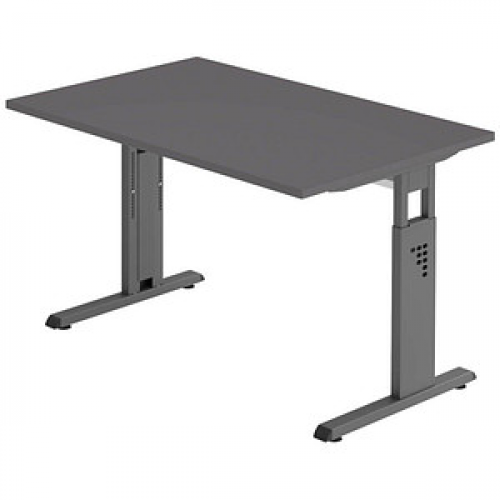 HAMMERBACHER OS 12 Gradeo höhenverstellbarer Schreibtisch grafit rechteckig, C-Fuß-Gestell grau 120,0 x 80,0 cm