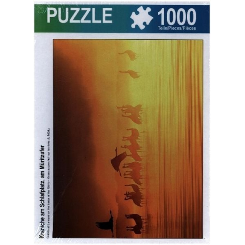 CALVENDO Puzzle Kraniche am Schlafplatz, am Müritzufer | 1000 Teile Lege-Größe 64x48cm Foto-Puzzle für glückliche Stunden