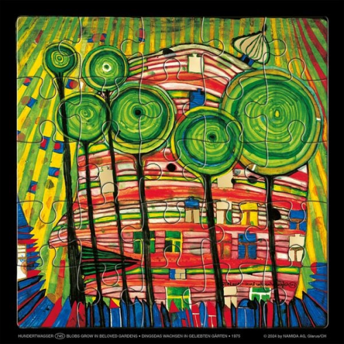 Hundertwasser Puzzle mit Grußkarte