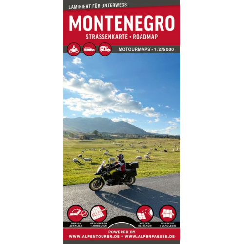 MoTourMaps Montenegro Auto- und Motorradkarte 1:275.000