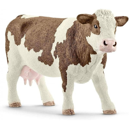 Schleich 13801 - Farm World, Fleckvieh Kuh, Tierfigur, Bauernhoftier