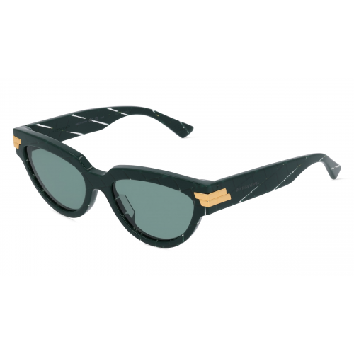 Bottega Veneta BV1035S Damen-Sonnenbrille Vollrand Cateye Recycled Acetat-Gestell, grün