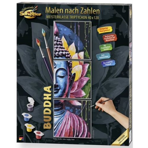 Schipper 609470916 - Malen nach Zahlen, Budda, Triptychon, 40 x 120 cm