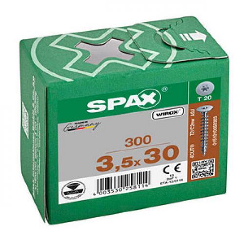 SPAX® Rückwandschrauben T20 Flachkopf WIROX 3,5 mm x 30 mm, 300 St.