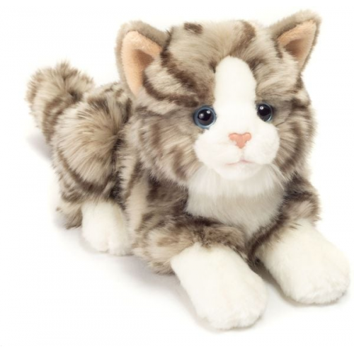 Teddy-Hermann - Katze liegend grau, 20 cm