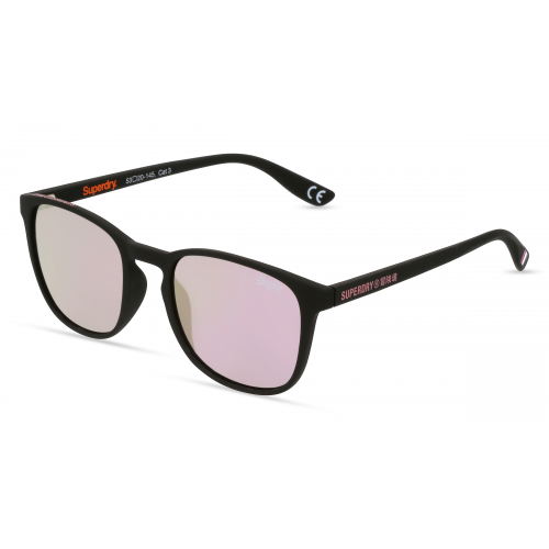 Superdry SUMMER6 Damen-Sonnenbrille Vollrand Panto Kunststoff-Gestell, schwarz