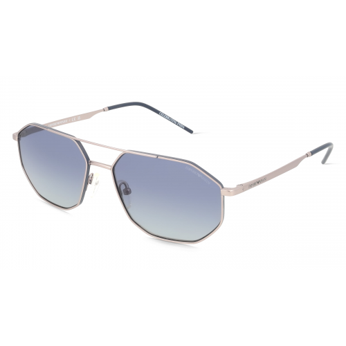 Emporio Armani EA2147 Herren-Sonnenbrille Vollrand Oval Metall-Gestell, silber