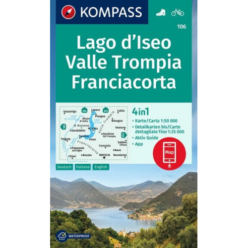 KOMPASS Wanderkarte 106 Lago d'Iseo, Valle Trompia, Franciacorta 1:50.000