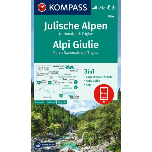 KOMPASS Wanderkarte 064 Julische Alpen, Nationalpark Triglav / Alpi Giulie 1:25.000